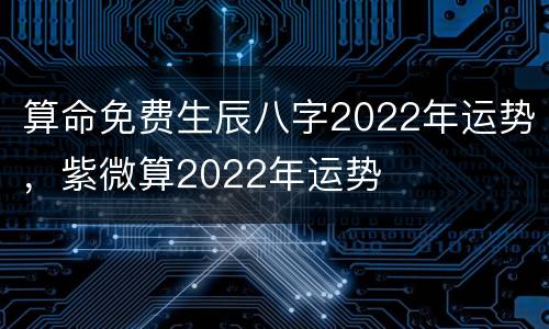 算命免费生辰八字2022年运势，紫微算2022年运势