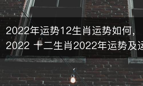 2022年运势12生肖运势如何，2022 十二生肖2022年运势及运程