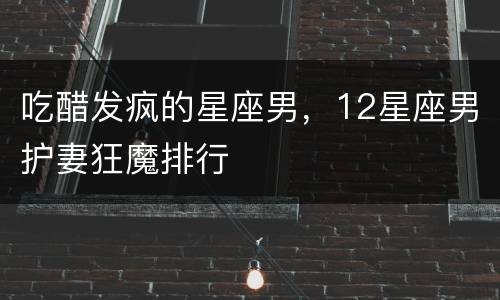 吃醋发疯的星座男，12星座男护妻狂魔排行
