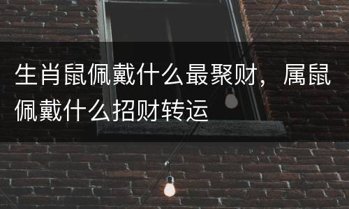 生肖鼠佩戴什么最聚财，属鼠佩戴什么招财转运