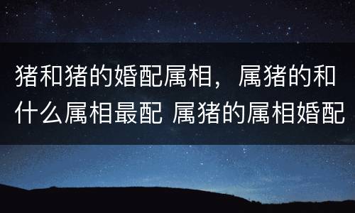 猪和猪的婚配属相，属猪的和什么属相最配 属猪的属相婚配表
