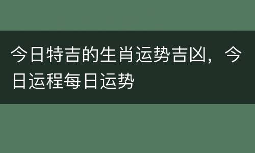 今日特吉的生肖运势吉凶，今日运程每日运势
