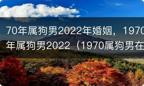 70年属狗男2022年婚姻，1970年属狗男2022（1970属狗男在2022年婚姻）