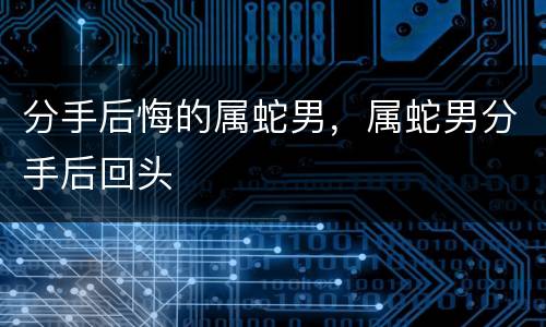 分手后悔的属蛇男，属蛇男分手后回头