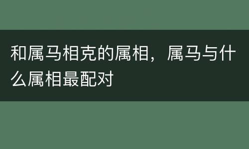 和属马相克的属相，属马与什么属相最配对