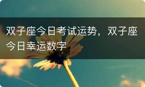 双子座今日考试运势，双子座今日幸运数字