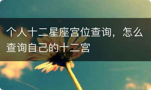 个人十二星座宫位查询，怎么查询自己的十二宫