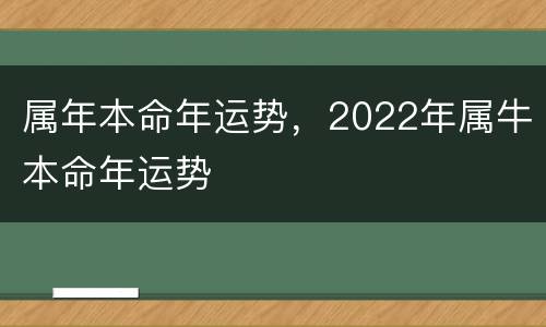 属年本命年运势，2022年属牛本命年运势