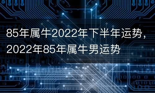 85年属牛2022年下半年运势，2022年85年属牛男运势