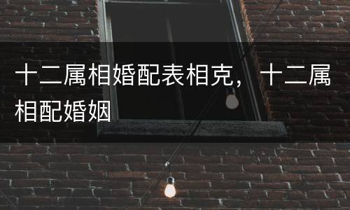 十二属相婚配表相克，十二属相配婚姻