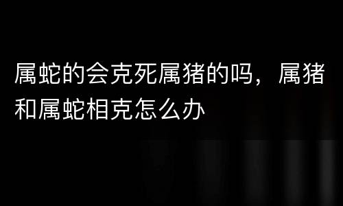 属蛇的会克死属猪的吗，属猪和属蛇相克怎么办
