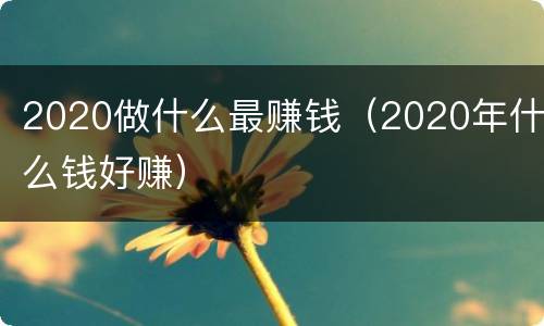 2020做什么最赚钱（2020年什么钱好赚）