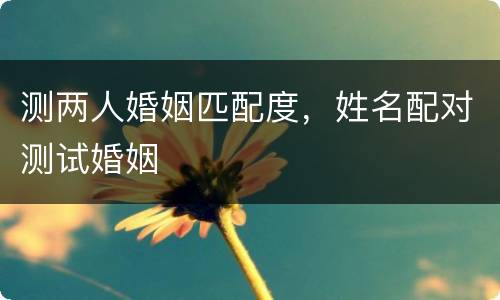 测两人婚姻匹配度，姓名配对测试婚姻