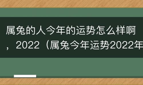 属兔的人今年的运势怎么样啊，2022（属兔今年运势2022年运势如好不好）