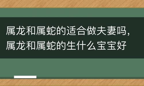 属龙和属蛇的适合做夫妻吗，属龙和属蛇的生什么宝宝好