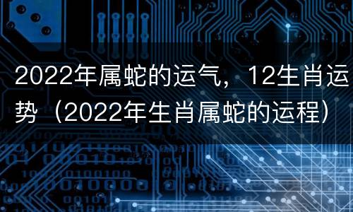 2022年属蛇的运气，12生肖运势（2022年生肖属蛇的运程）