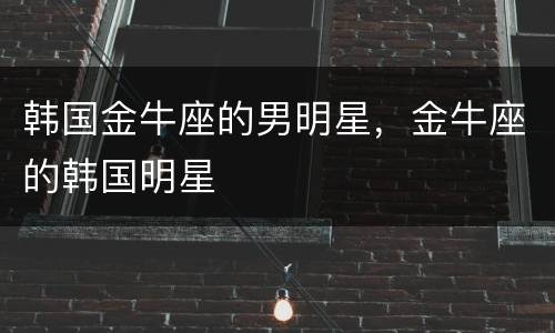 韩国金牛座的男明星，金牛座的韩国明星