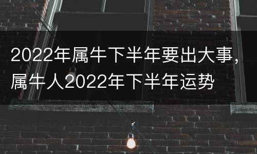 2022年属牛下半年要出大事，属牛人2022年下半年运势