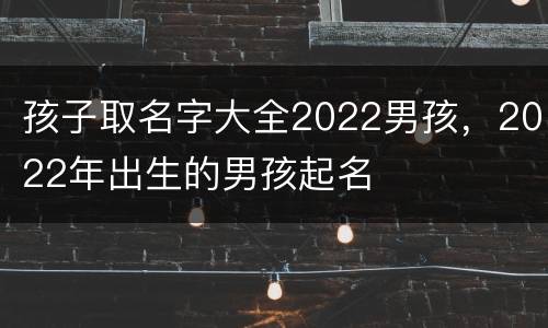 孩子取名字大全2022男孩，2022年出生的男孩起名