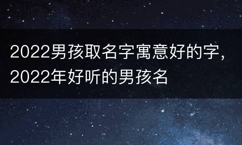 2022男孩取名字寓意好的字，2022年好听的男孩名