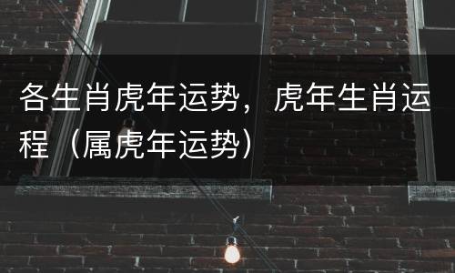 各生肖虎年运势，虎年生肖运程（属虎年运势）