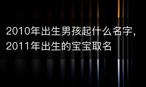 2010年出生男孩起什么名字，2011年出生的宝宝取名