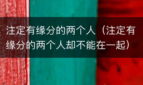 注定有缘分的两个人（注定有缘分的两个人却不能在一起）