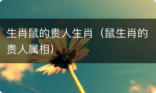 生肖鼠的贵人生肖（鼠生肖的贵人属相）