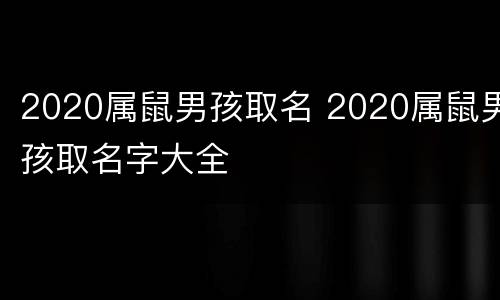 2020属鼠男孩取名 2020属鼠男孩取名字大全