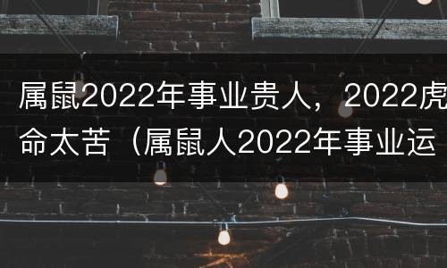 属鼠2022年事业贵人，2022虎命太苦（属鼠人2022年事业运）