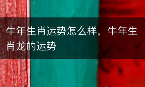牛年生肖运势怎么样，牛年生肖龙的运势