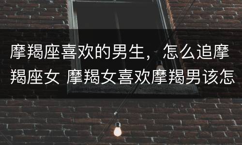 摩羯座喜欢的男生，怎么追摩羯座女 摩羯女喜欢摩羯男该怎么追
