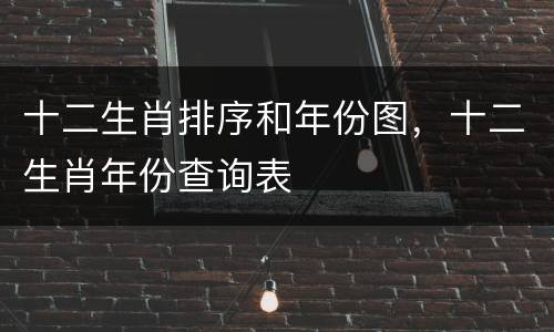 十二生肖排序和年份图，十二生肖年份查询表