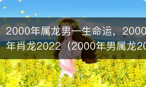 2000年属龙男一生命运，2000年肖龙2022（2000年男属龙2021年运势及运程）