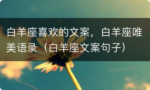 白羊座喜欢的文案，白羊座唯美语录（白羊座文案句子）