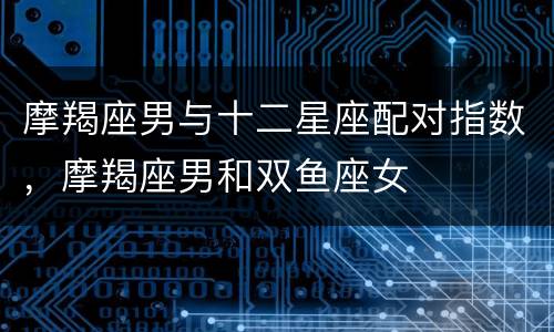 摩羯座男与十二星座配对指数，摩羯座男和双鱼座女
