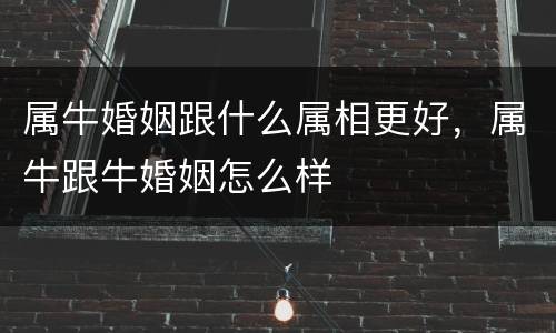 属牛婚姻跟什么属相更好，属牛跟牛婚姻怎么样
