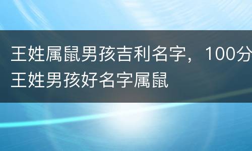 王姓属鼠男孩吉利名字，100分王姓男孩好名字属鼠