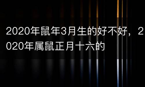 2020年鼠年3月生的好不好，2020年属鼠正月十六的