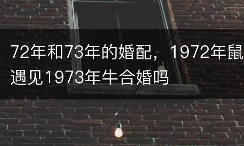 72年和73年的婚配，1972年鼠遇见1973年牛合婚吗