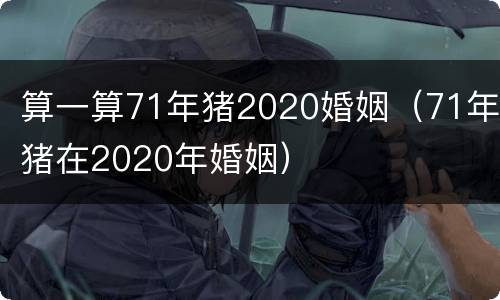 算一算71年猪2020婚姻（71年猪在2020年婚姻）