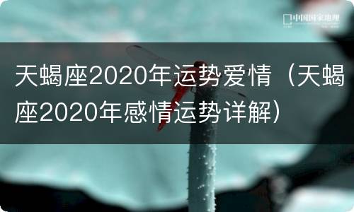 天蝎座2020年运势爱情（天蝎座2020年感情运势详解）