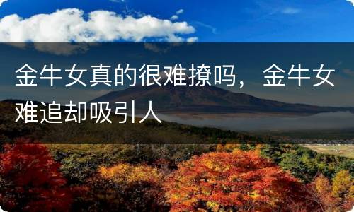 金牛女真的很难撩吗，金牛女难追却吸引人