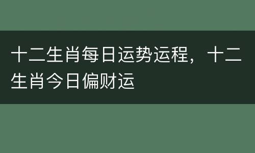 十二生肖每日运势运程，十二生肖今日偏财运