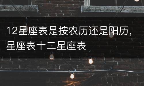 12星座表是按农历还是阳历，星座表十二星座表