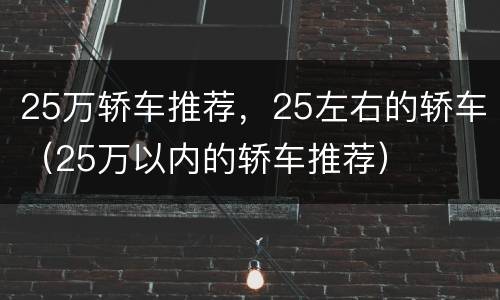25万轿车推荐，25左右的轿车（25万以内的轿车推荐）