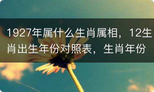 1927年属什么生肖属相，12生肖出生年份对照表，生肖年份计