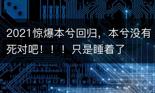 2021惊爆本兮回归，本兮没有死对吧！！！只是睡着了