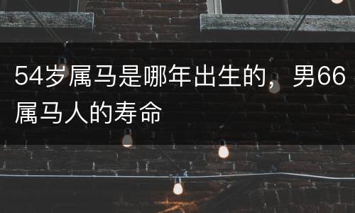 54岁属马是哪年出生的，男66属马人的寿命