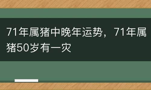 71年属猪中晚年运势，71年属猪50岁有一灾